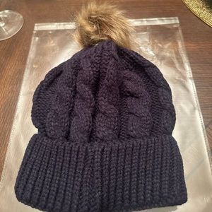 Hat sale two hats for 8 dollars. New Women’s Grey and Navy Blue Puff Beanie.